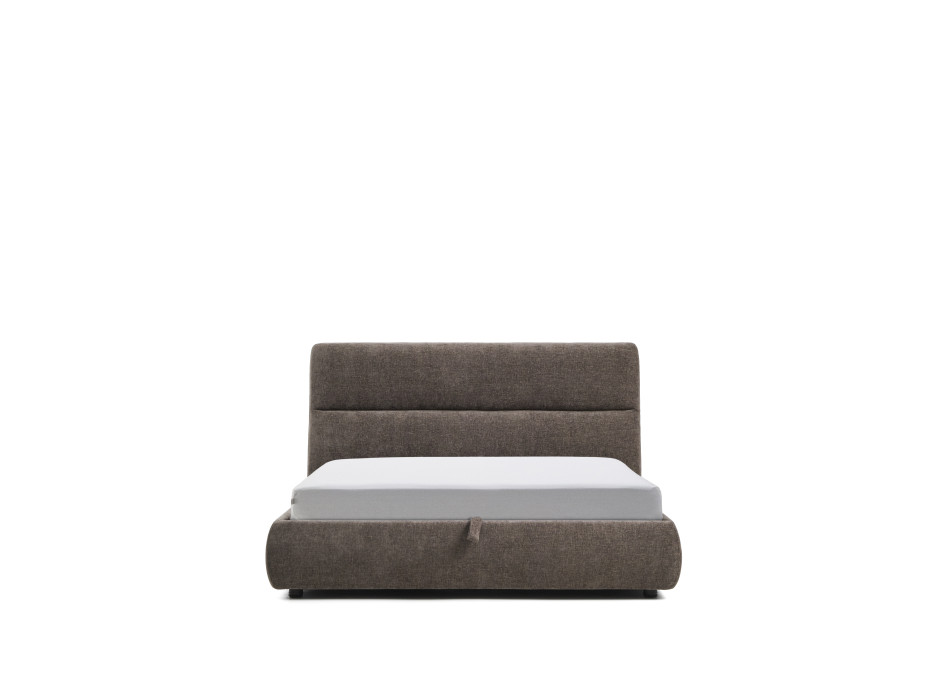 Lit déhoussable Dafra en chenille marron foncé avec compartiment ouvrant pour matelas 160 x 200 cm