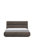 Lit Dafra avec housse amovible en chenille marron foncé et compartiment ouvrant pour matelas 180 x 200 cm