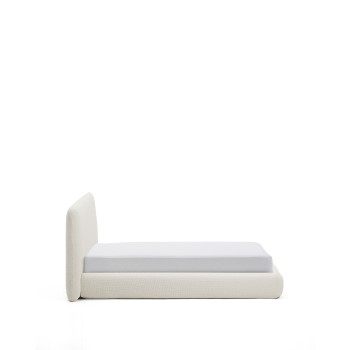 Lit déhoussable Martina en chenille écru pour matelas 160 x 200 cm