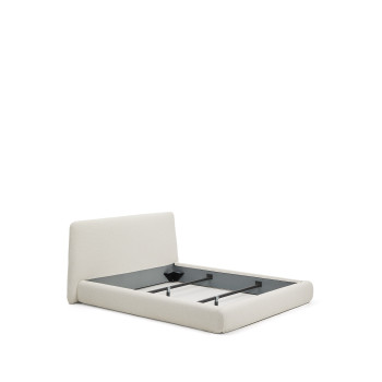 Lit déhoussable Martina en chenille écru pour matelas 160 x 200 cm