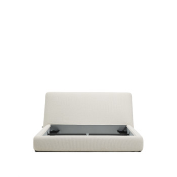 Lit déhoussable Martina en chenille écru pour matelas 160 x 200 cm