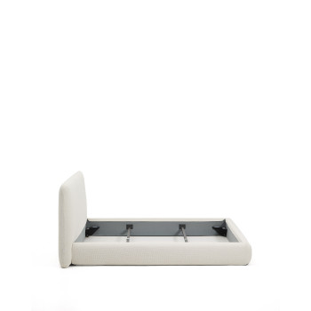 Lit déhoussable Martina en chenille écru pour matelas 160 x 200 cm