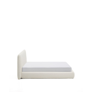 Lit déhoussable Martina en chenille écru pour matelas 180 x 200 cm