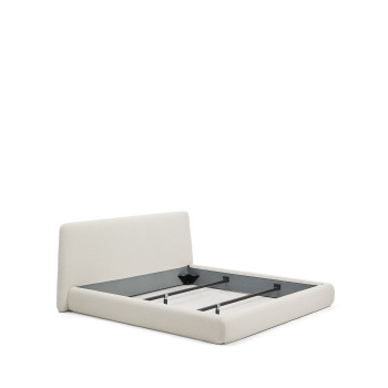 Lit déhoussable Martina en chenille écru pour matelas 180 x 200 cm