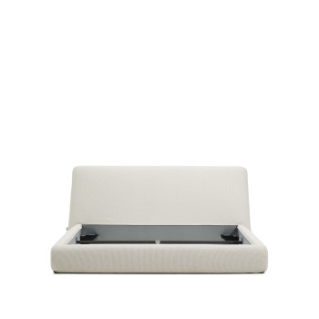 Lit déhoussable Martina en chenille écru pour matelas 180 x 200 cm