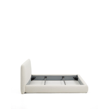 Lit déhoussable Martina en chenille écru pour matelas 180 x 200 cm