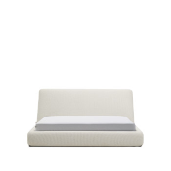 Lit déhoussable Martina en chenille écru pour matelas 180 x 200 cm