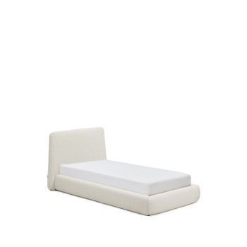 Lit déhoussable Martina en chenille écru pour matelas 90 x 200 cm