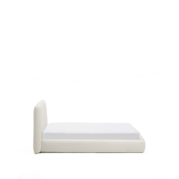 Lit déhoussable Martina en chenille écru pour matelas 90 x 200 cm