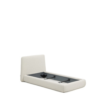 Lit déhoussable Martina en chenille écru pour matelas 90 x 200 cm