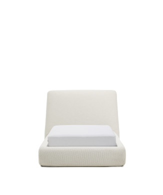 Lit déhoussable Martina en chenille écru pour matelas 90 x 200 cm