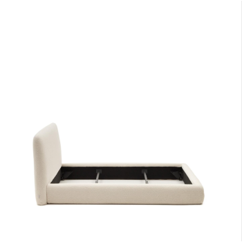 Lit Martina déhoussable en cuir d'agneau écru 