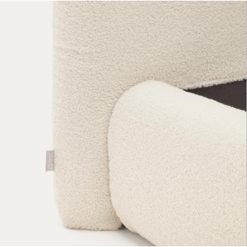 Lit Martina déhoussable en cuir d'agneau écru 