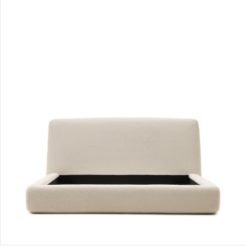 Lit Martina déhoussable en cuir d'agneau écru 