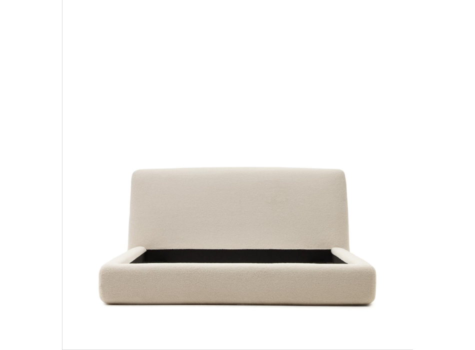 Lit Martina déhoussable en cuir d'agneau écru 