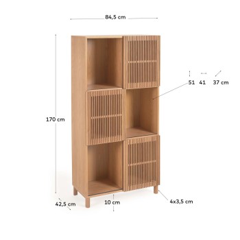 Bibliothèque Beyla en bois massif et placage chêne 84,5 x 170 cm FSC 100%