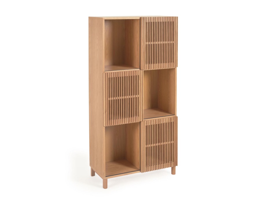 Bibliothèque Beyla en bois massif et placage chêne 84,5 x 170 cm FSC 100%