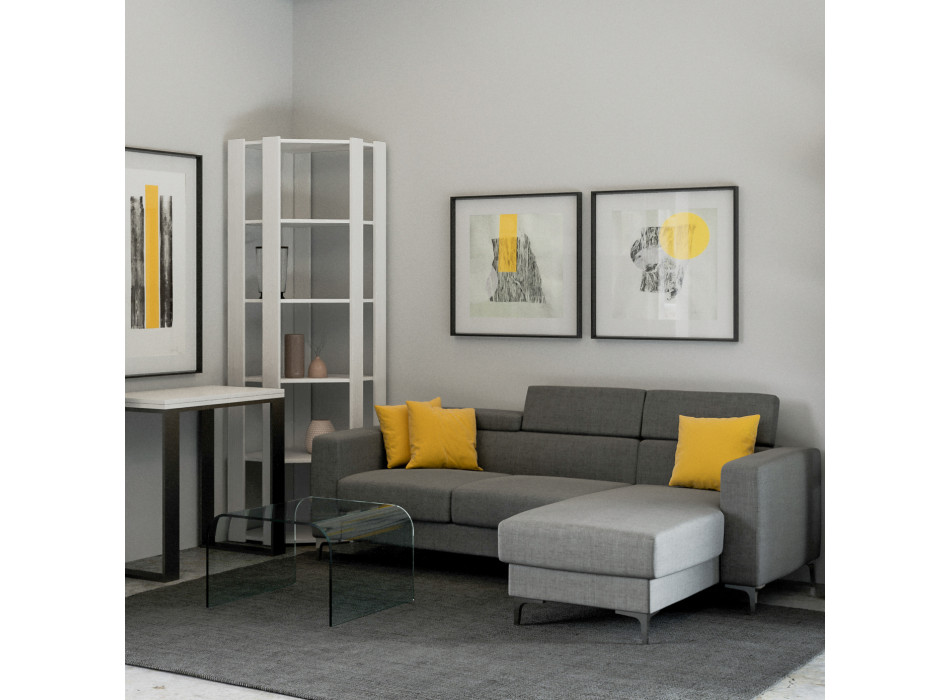 Bibliothèque d'angle Kato - Composition d'angle Kato B 6R 4 panneaux longs + 2 panneaux arrière Frêne blanc