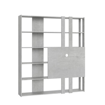 Meuble TV bibliothèque Kato - Composition M Kato 6R 2 côtés 2 bandes longues 2 bandes courtes 2 bandes moyennes Panneau TV Frêne blanc