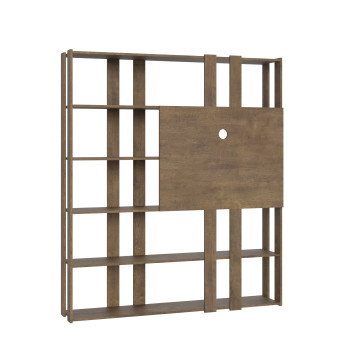 Meuble TV bibliothèque Kato - Composition N Kato 6R 6 bandes longues 2 bandes courtes 2 bandes moyennes Panneau TV Frêne blanc