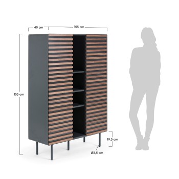 Bibliothèque Kesia 105 x 155 cm en MDF noyer, graphite mat
