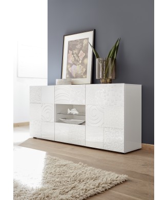 Buffet MIRO 2 portes 2 tiroirs, 181x84x43 cm, blanc