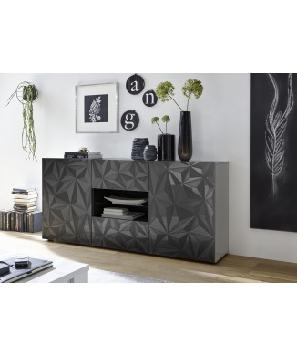 Buffet PRISMA 2 portes 2 tiroirs, coloris noir