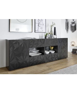 Buffet PRISMA 2 portes 4 tiroirs, coloris noir