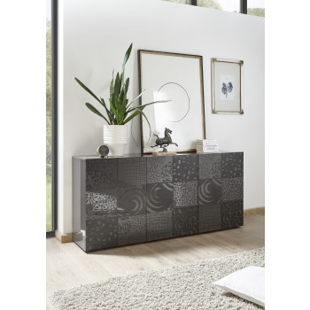 Buffet 3 portes MIRO 181x84x43 cm, noir