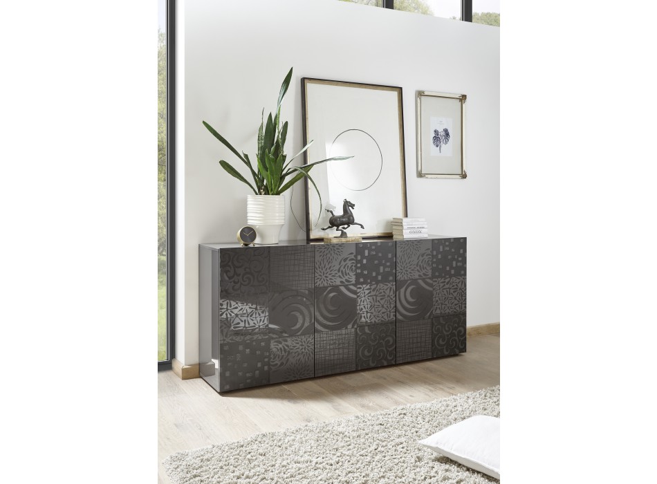 Buffet 3 portes MIRO 181x84x43 cm, noir