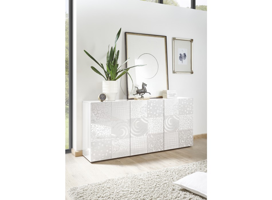 Buffet 3 portes MIRO 181x84x43 cm, blanc