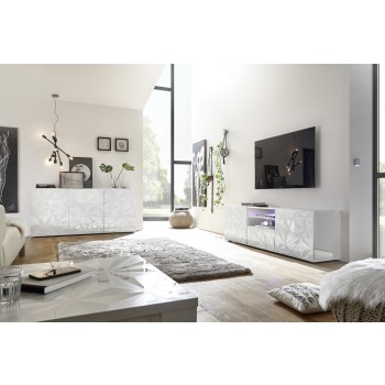 Buffet 3 portes PRISMA, coloris blanc
