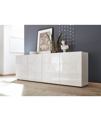 Buffet 4 portes MIRO 241x84x43 cm, blanc