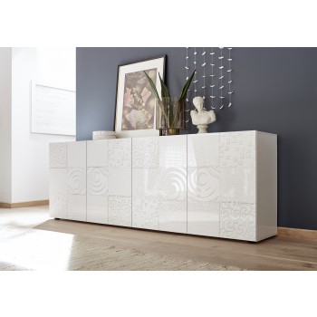 Buffet 4 portes MIRO 241x84x43 cm, blanc