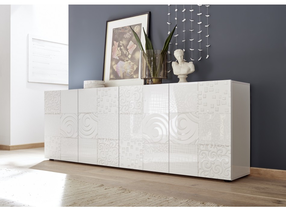 Buffet 4 portes MIRO 241x84x43 cm, blanc