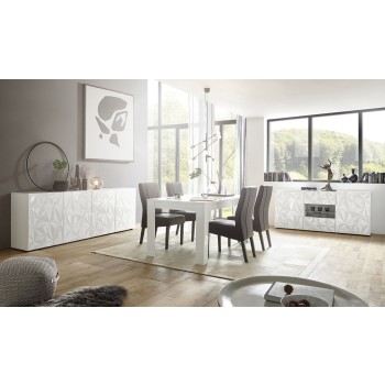 Buffet 4 portes PRISMA, coloris blanc
