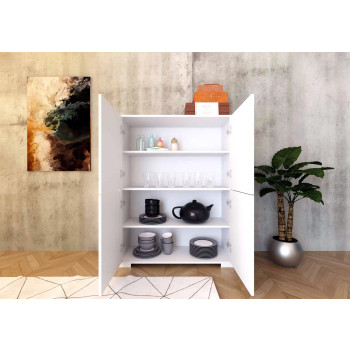 Buffet / Meuble TV / Buffet haut Lumina Blanc brillant - Buffet haut 4 portes 90x35x120 cm Lumina Blanc brillant