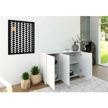 Buffet/meuble TV/buffet haut Lumina blanc brillant - Buffet 3 portes 130 x 40 x 83 cm Lumina blanc brillant