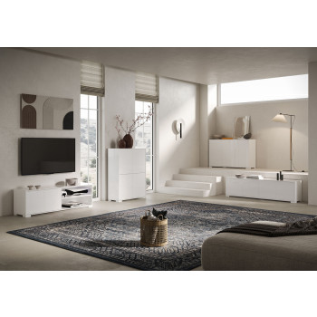 Buffet/meuble TV/buffet haut Lumina blanc brillant - Buffet 3 portes 130 x 40 x 83 cm Lumina blanc brillant