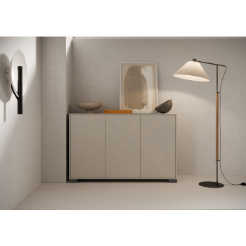 Buffet/meuble TV/buffet haut Lumina blanc brillant - Buffet 3 portes 130 x 40 x 83 cm Lumina blanc brillant