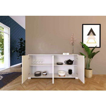 Buffet/meuble TV/buffet haut Lumina blanc brillant - Buffet 4 portes 172 x 40 x 83 cm Lumina blanc brillant