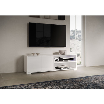 Buffet/Meuble TV/Buffet haut Lumina Gloss White - Meuble TV 2 portes avec compartiment ouvert 150x40x40 cm Lumina Gloss White