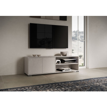 Buffet/Meuble TV/Buffet haut Lumina Gloss White - Meuble TV 2 portes avec compartiment ouvert 150x40x40 cm Lumina Gloss White