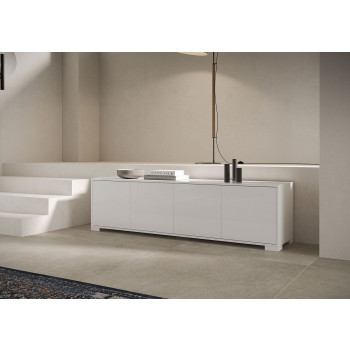 Buffet/Meuble TV/Buffet haut Lumina Blanc brillant - Meuble TV 4 portes 172 x 40 x 48 cm Lumina Blanc brillant