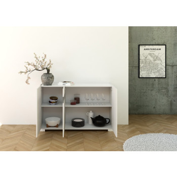 Buffet / Meuble TV / Buffet haut Riflesso Blanc brillant - Buffet 3 portes 130x40x81 cm Riflesso Blanc brillant