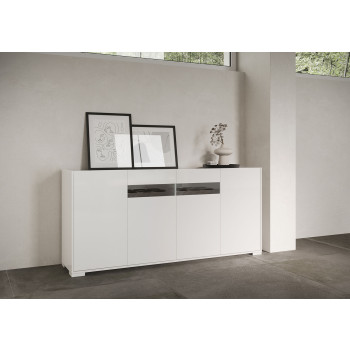 Buffet / Meuble TV / Buffet haut Riflesso Blanc brillant - Buffet 4 portes 172x40x81 cm Riflesso Blanc brillant