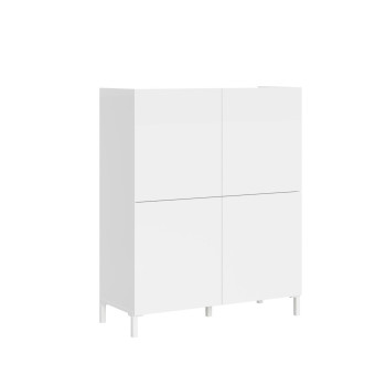 Buffet/meuble TV/buffet haut Solaria blanc brillant - Buffet haut 4 portes Solaria blanc brillant 90 x 35 x 110 cm