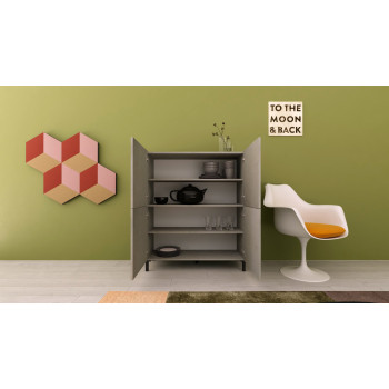 Buffet/meuble TV/buffet haut Solaria blanc brillant - Buffet haut 4 portes Solaria blanc brillant 90 x 35 x 110 cm