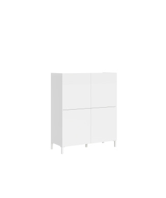 Buffet/meuble TV/buffet haut Solaria blanc brillant - Buffet haut 4 portes Solaria blanc brillant 90 x 35 x 110 cm