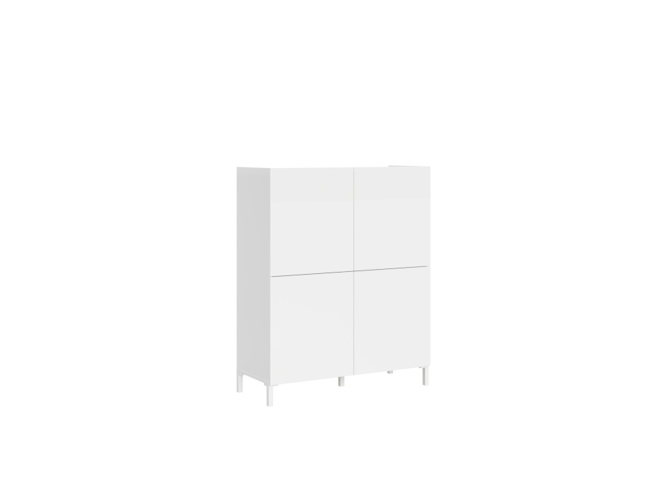 Buffet/meuble TV/buffet haut Solaria blanc brillant - Buffet haut 4 portes Solaria blanc brillant 90 x 35 x 110 cm